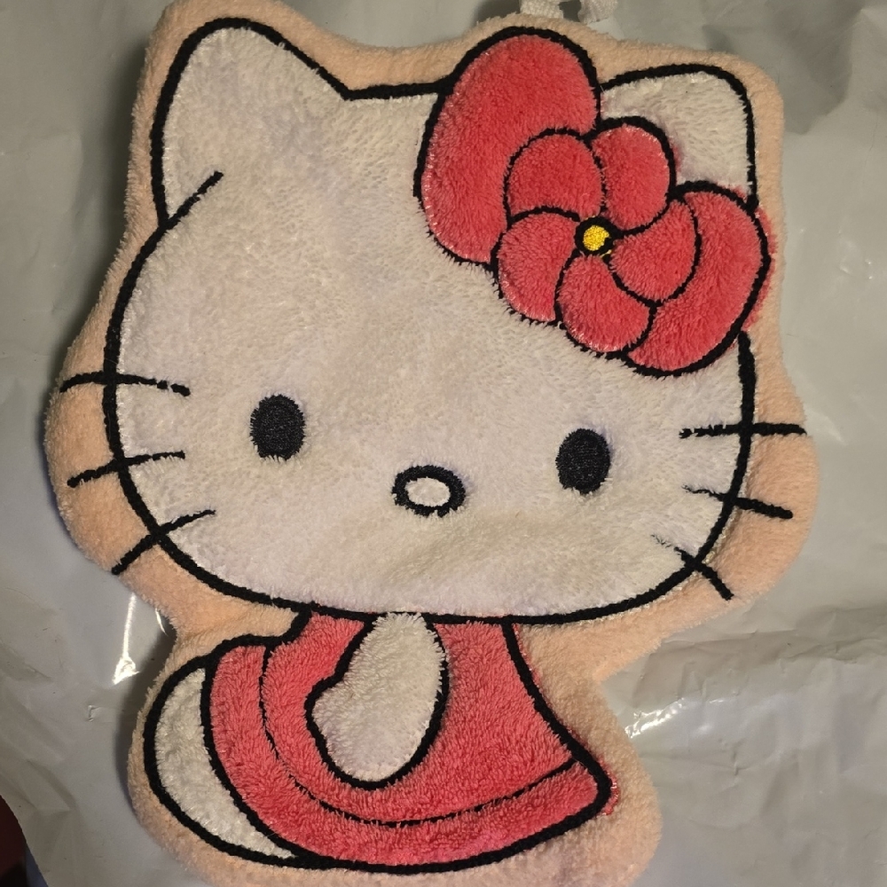 Cute Hello Kitty Plush with Pink Flower oven mitt